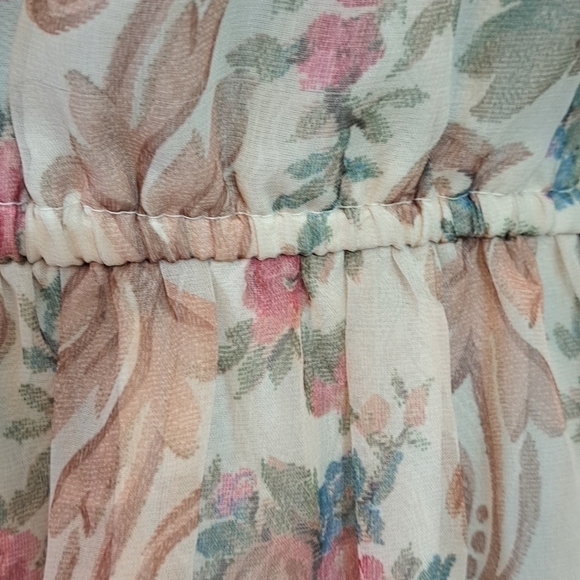 Vintage Lisa Michaels 80's Floral Print Day Dress Long Sleeve Sheer Size 14 - Picture 5 of 14